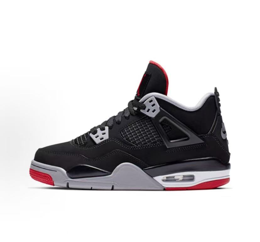Jordan Air Jordan 4 Retro "Bred" Synthetic Leather & Mesh Upper Cool & Versatile Style Slip-Resistant, Cushioned, and Durable Mid-Top Design