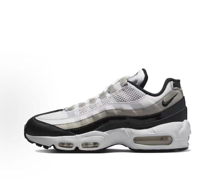 Nike Air Max 95 Mesh Leather Patent Leather Fashion Comfort Low-Top Lifestyle Casual Shoes White Grey
