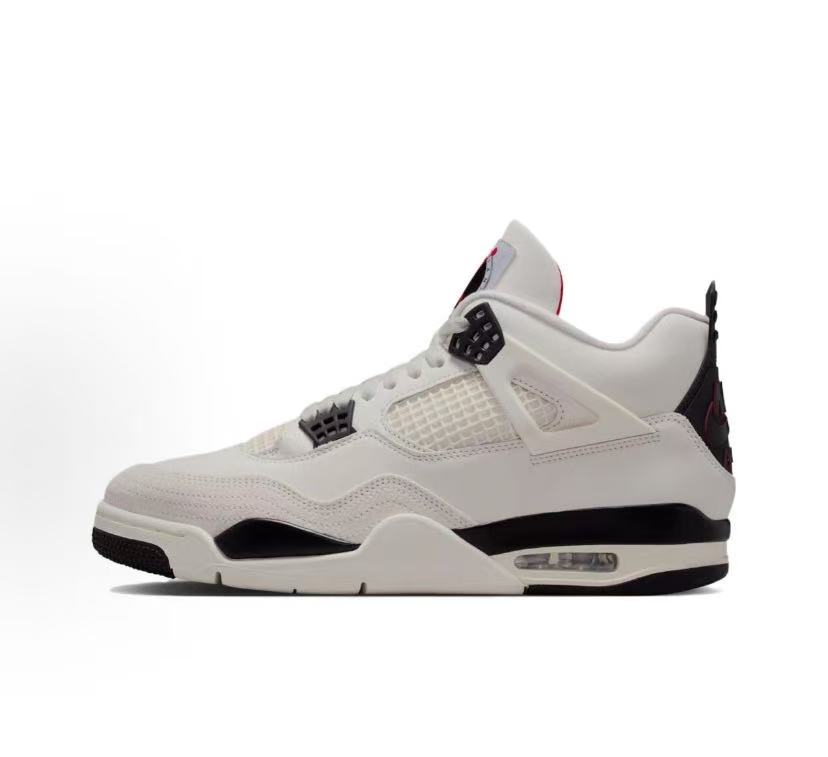 Jordan Air Jordan 4 Retro "Flight Club" Comfortable Versatile Support Mid-Top Vintage Basketball Shoes White Black Red