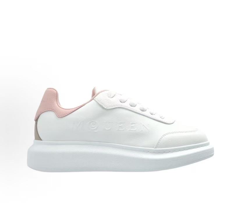 Alexander McQueen Leather Platform Round-Toe Low-Top Lifestyle Casual Shoes White